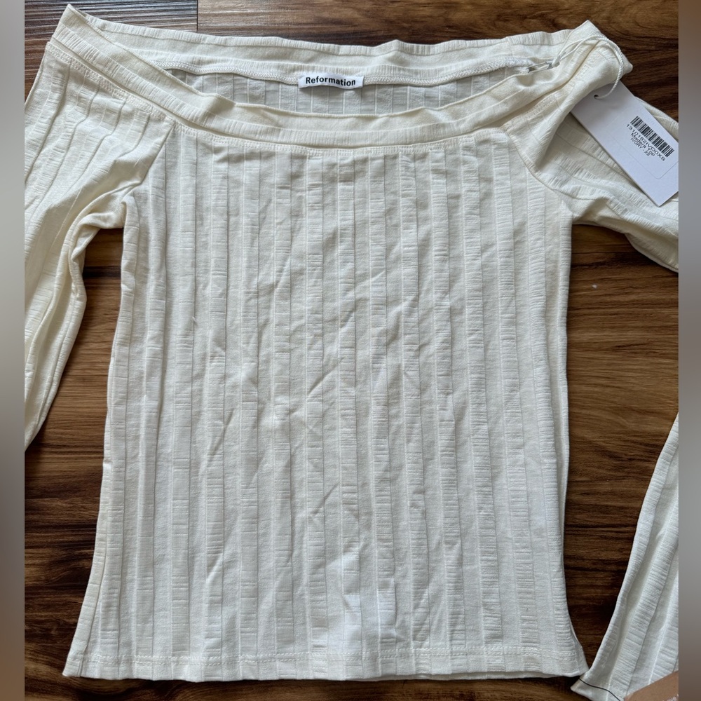NWT Reformation Madera Cream Off the Shoulder Top Size XS